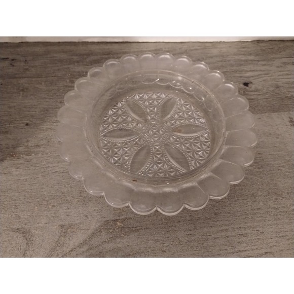 7 1/2" Antique EAPG Pressed Glass Dish Oregon Beaded Loop US Glass - Picture 3 of 4